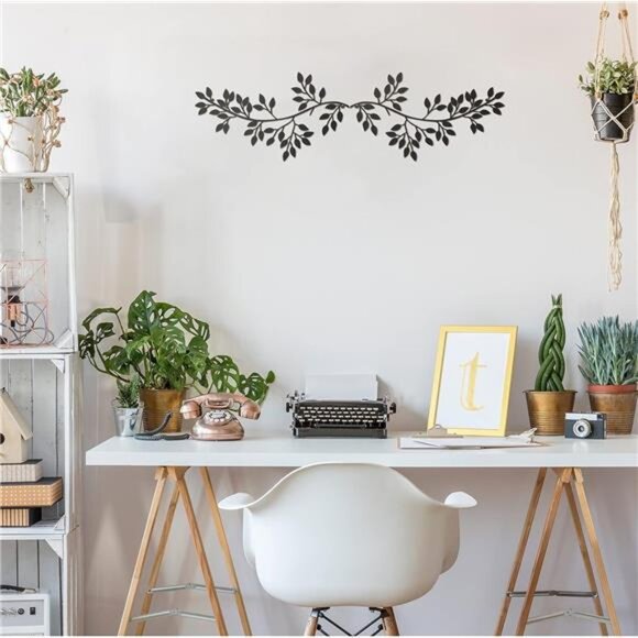 2 Pieces Metal Tree Leaf Wall Decor Vine Olive Branch Leaf Wall Art WroughtIron - Picture 6 of 7